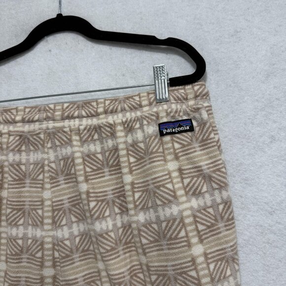 Patagonia Pants Womens Large Tan Fleece Patterned Drawstring Jogger Pockets FA23 - Picture 9 of 13